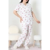 Modal Büyük Beden Pijama Takımı Beyazgül - 775.1287.