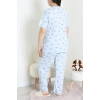 Modal Büyük Beden Pijama Takımı Maviçiçek - 775.1287.