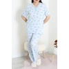 Modal Büyük Beden Pijama Takımı Maviçiçek - 775.1287.