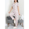 Modal Düğmeli Pijama Takımı Beyazpanda - 789.1287.