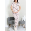 Modal Düğmeli Pijama Takımı Beyazpanda - 789.1287.