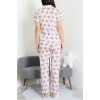 Modal Düğmeli Pijama Takımı Beyazpanda - 789.1287.
