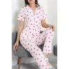 Modal Düğmeli Pijama Takımı Kırmızıkalp - 789.1287.