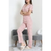 Modal Düğmeli Pijama Takımı Kırmızıkare - 789.1287.