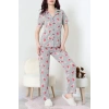 Modal Düğmeli Pijama Takımı Siyahçizgili - 789.1287.