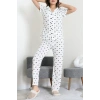 Modal Düğmeli Pijama Takımı Siyahkurdele - 789.1287.