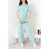 Modal Düğmeli Pijama Takımı Yeşilpanda - 789.1287.