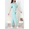 Modal Düğmeli Pijama Takımı Yeşilpanda - 789.1287.