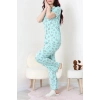 Modal Düğmeli Pijama Takımı Yeşilpanda - 789.1287.