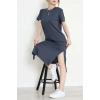 Modal Kumaş Bisiklet Yaka Midi Boy Elbise Antrasit - 71134.275.