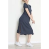 Modal Kumaş Bisiklet Yaka Midi Boy Elbise Antrasit - 71134.275.