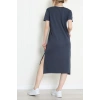Modal Kumaş Bisiklet Yaka Midi Boy Elbise Antrasit - 71134.275.