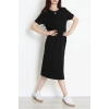 Modal Kumaş Bisiklet Yaka Midi Boy Elbise Siyah - 71134.275.