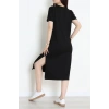 Modal Kumaş Bisiklet Yaka Midi Boy Elbise Siyah - 71134.275.