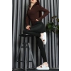 Modal Kumaş Fermuarlı Bluz Kahve - 71792.444.