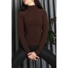 Modal Kumaş Fermuarlı Bluz Kahve - 71792.444.