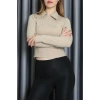 Modal Kumaş Polo Yaka Bluz Bej - 71793.444.