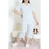 Model Büyük Beden Kapri Pijama Takımı Beyazçiçek - 774.1287.