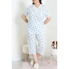 Model Büyük Beden Kapri Pijama Takımı Beyazçiçek - 774.1287.