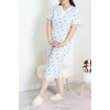 Model Büyük Beden Kapri Pijama Takımı Beyazçiçek - 774.1287.