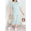 Model Büyük Beden Kapri Pijama Takımı Yeşilçiçek - 774.1287.