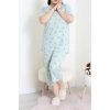 Model Büyük Beden Kapri Pijama Takımı Yeşilçiçek - 774.1287.
