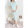 Model Büyük Beden Kapri Pijama Takımı Yeşilçiçek - 774.1287.