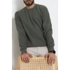 Nakış Detaylı Selanik Erkek Sweat Haki - 51256.1957.