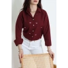 Nakış Detaylı Terıkoton Gömlek Bordo - 43958.2111.