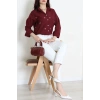 Nakış Detaylı Terıkoton Gömlek Bordo - 43958.2111.