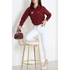 Nakış Detaylı Terıkoton Gömlek Bordo - 43960.2111.
