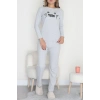 Nakışlı İnterlok Pijama Takımı Gri meow - 800.1287.