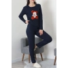 Nakışlı İnterlok Pijama Takımı Lacivertoranj - 800.1287.