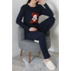 Nakışlı İnterlok Pijama Takımı Lacivertoranj - 800.1287.
