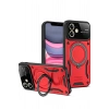 Newface iPhone 11 Kılıf Joy Lens Standlı Kapak - Kırmızı