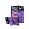 Newface iPhone 11 Kılıf Joy Lens Standlı Kapak - Mor