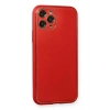 Newface iPhone 11 Pro Max Kılıf Coco Deri Silikon Kapak - Kırmızı