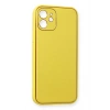 Newface iPhone 12 Kılıf Coco Deri Silikon Kapak - Sarı