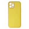 Newface iPhone 12 Pro Kılıf Coco Deri Silikon Kapak - Sarı