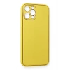 Newface iPhone 12 Pro Max Kılıf Coco Deri Silikon Kapak - Sarı