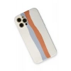 Newface iPhone 12 Pro Max Kılıf Ebruli Lansman Silikon - Beyaz-Turuncu