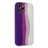 Newface iPhone 12 Pro Max Kılıf Ebruli Lansman Silikon - Mor-Beyaz
