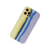 Newface iPhone 12 Pro Max Kılıf Ebruli Lansman Silikon - Sarı-Lila