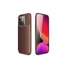 Newface iPhone 13 Pro Max Kılıf Auto Focus Karbon Kapak - Kahverengi