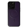 Newface iPhone 14 Pro Kılıf Ozzi Magsafe Deri Kapak - Derin Mor