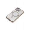 Newface iPhone 15 Kılıf Joke Simli Magneticsafe Kılıf - Gold
