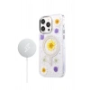 Newface iPhone 15 Pro Flower Magsafe Kapak - Mor