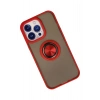 Newface iPhone 15 Pro Kılıf Montreal Yüzüklü Silikon Kapak - Kırmızı