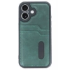 Newface iPhone 16 Kılıf Sara Kartvizitli Deri Kılıf - Koyu Yeşil