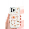 Newface iPhone 16 Pro Kılıf Daisy Simli Magsafe Kapak - Gümüş